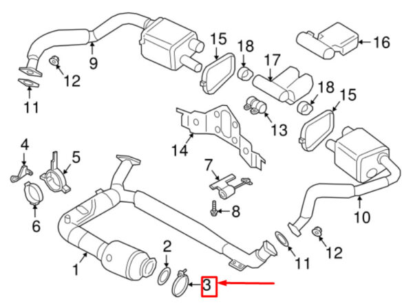 982251616 - Porsche 718 Cayman 982 catalyst clamp 982251616 NEW ORIGINAL