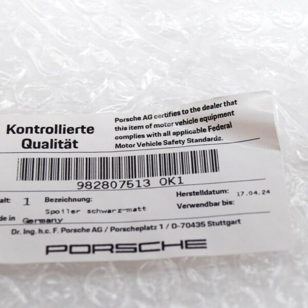 982807513OK1 - PORSCHE BOXSTER SPYDER 982 Front Left Side Spoiler 982807513OK1 NEW GENUINE