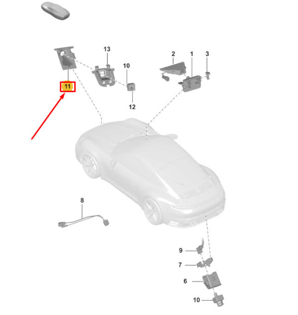 992807837EOK1 - Porsche 911 992 front real top view camera aperture 992807837EOK1 NEW ORIGINAL