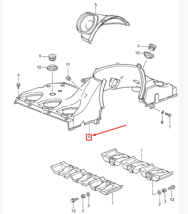 99310640202 - Porsche Carrera 911 993 engine air routing 99310640202 NEW ORIGINAL