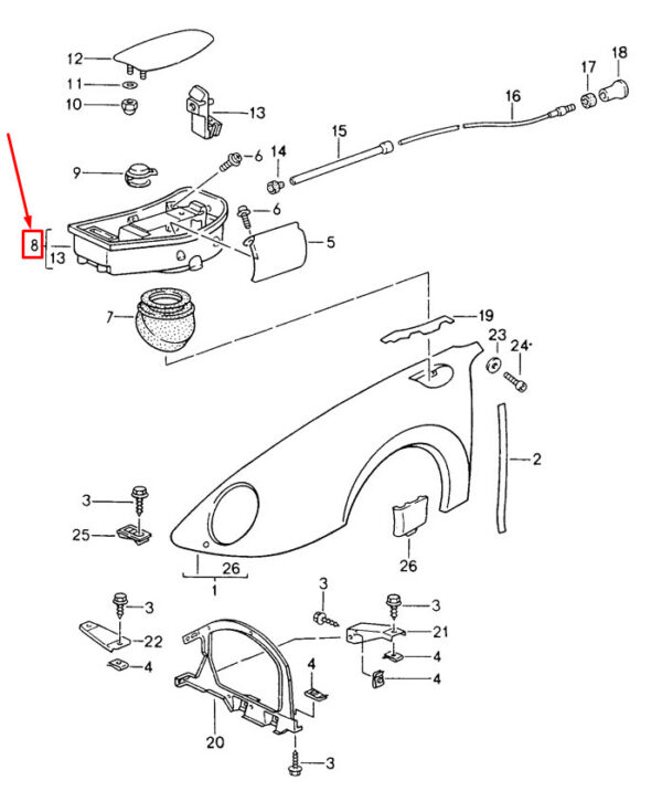 99320103001 - Porsche Carrera 911 993 front wing tank filling insert 99320103001 new original