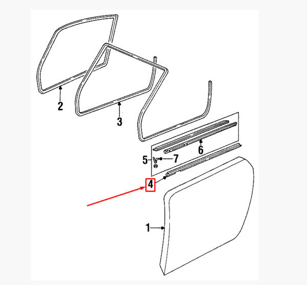 99353729601 - Porsche 911 993 gasket for window opening front right inside 99353729601 NEW