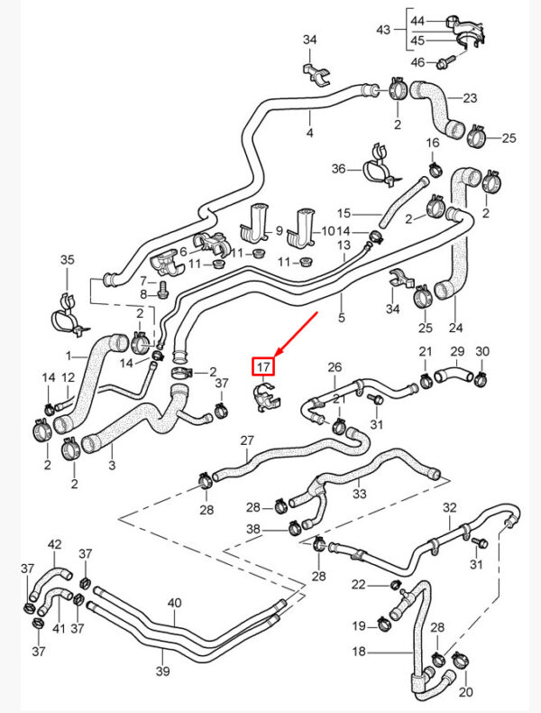 99610643800 - Porsche Carrera 911 996 water cooling hose holder 99610643800 NEW ORIGINAL