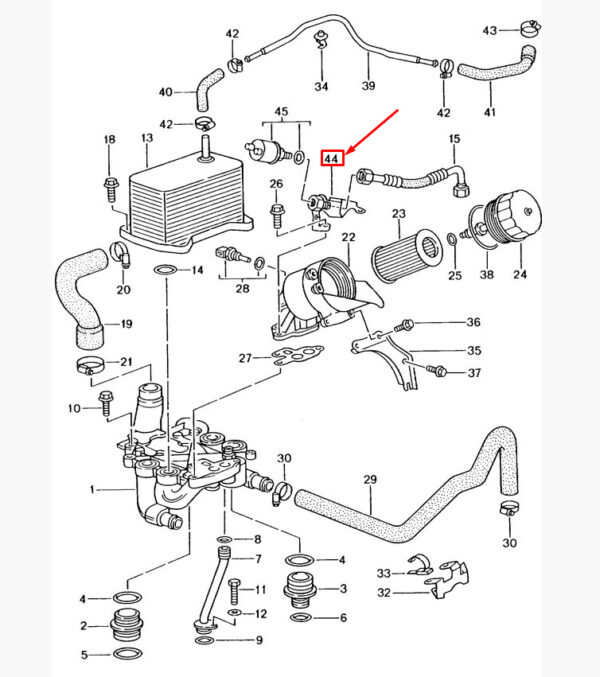 99610703270 - Porsche 911 996 Turbo/GT2 oil filter line mount 99610703270 NEW ORIGINAL