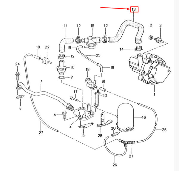 99611323903 - PORSCHE BOXSTER 986 Secondary Air Pump Hose Line 99611323903 NEW GENUINE