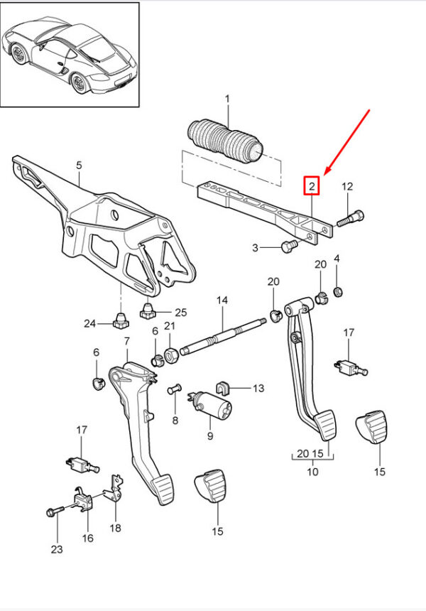 99642316505 - Porsche Boxster 987 Brake Pedal Push Rod 99642316505 NEW GENUINE