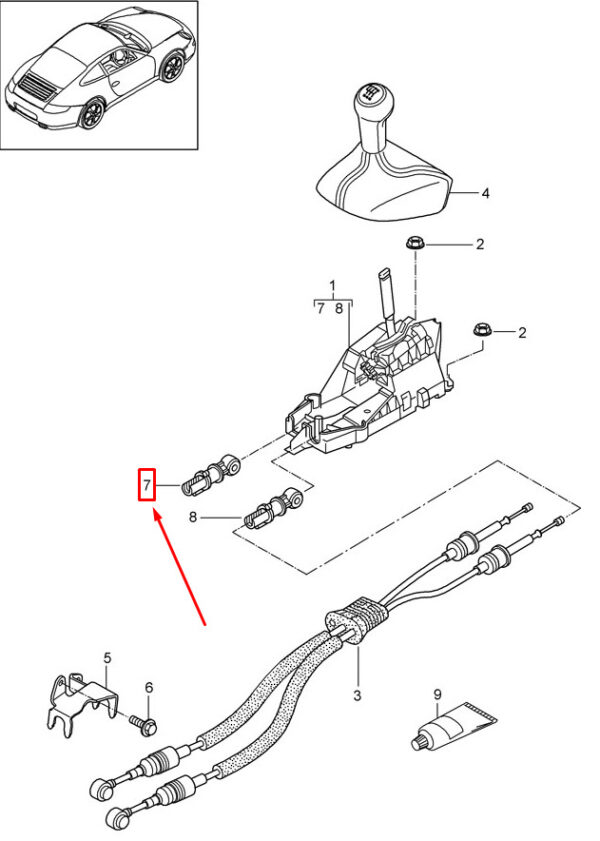 99642414501 - PORSCHE CAYMAN 987 Manual Trans Shift Cable Ball Socket 99642414501 NEW