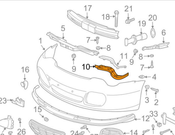 99650554003 - Porsche 911 996 mounting plate for front bumper right 99650554003 New