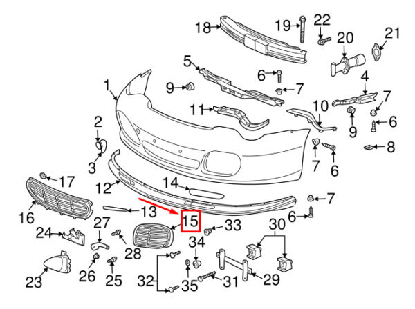 9965055630101C - Porsche 911 996 Carrera bumper grille front left 9965055630101C, original