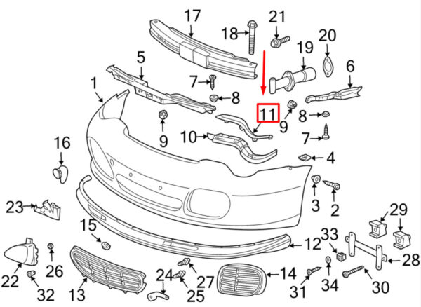 9965057410201C - Porsche 911 996 Carrera front left bumper trim 9965057410201C NEW