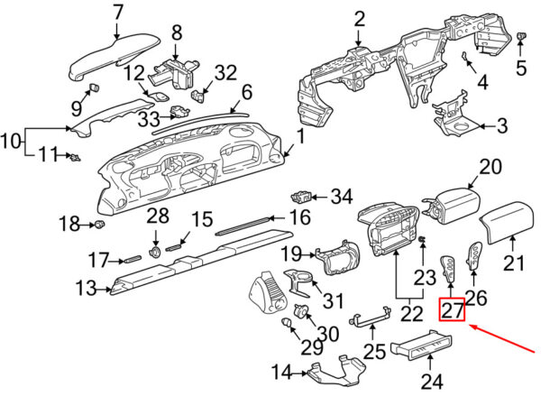 99655223304C53 - Porsche 911 996 Left Dashboard Switch Panel 99655223304C53 NEW REAL