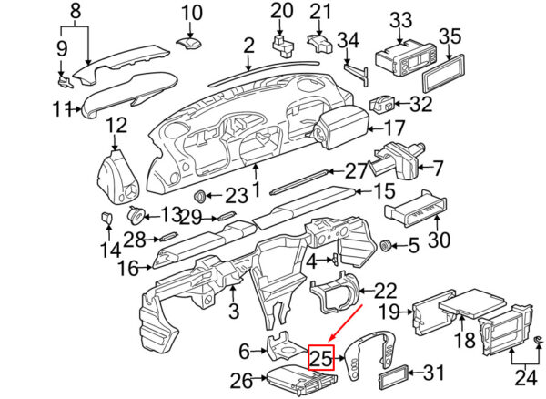 99655223306C53 - Porsche 911 996 Center Dashboard Switch Panel Trim 99655223306C53 NEW GENUINE