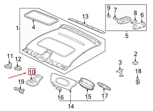 99655555709A03 - Porsche 911 997 Indoor Overhead Light Console 9965555709A03 NEW REAL