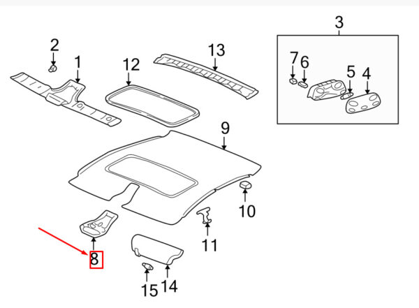 99655555710C53 - Porsche 911 996 Interior Ceiling Light Console 9965555710C53 NEW ORIGINAL