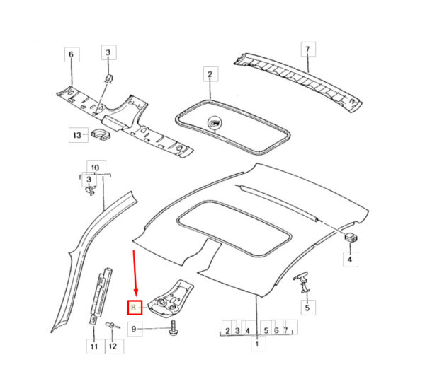 99655555711S33 - Porsche 911 996 interior lighting console trim 9965555711S33 NEW ORIGINAL