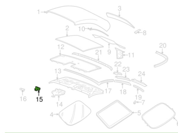 99656160502 - Porsche 911 996 convertible left center pin guide 99656160502 NEW ORIGINAL