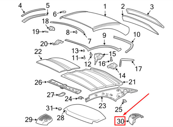 99656355300A10 - Porsche 911 991 Left Convertible Top 99656355300A10 NEW GENUINE