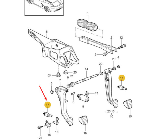 99661311401 - Porsche Cayman 987 Clutch Pedal Switch 99661311401 NEW ORIGINAL