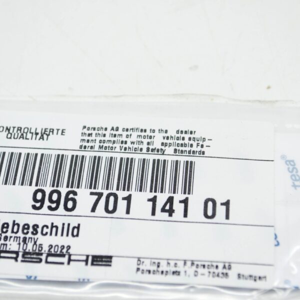 99670114101 - Porsche 911 996 Sticker for Air Conditioning, 99670114101, New Genuine