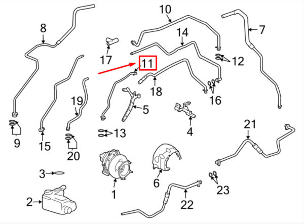 99710721977 - Porsche 911 997 Lower Turbo Oil Line 99710721979 NEW GENUINE