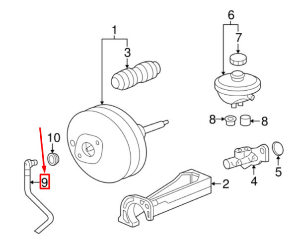 99735557700 - Porsche 911 997 Brake Booster Vacuum Line 99735557700 NEW Original