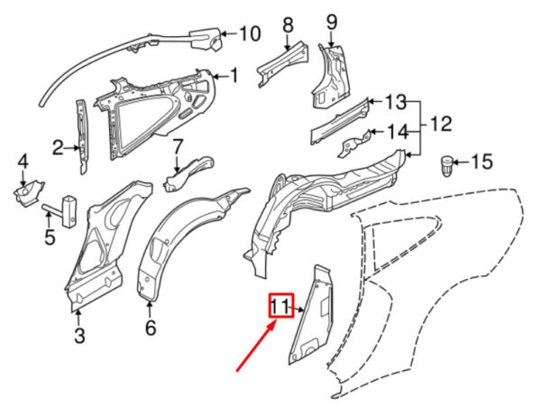 99750274500GRV - Porsche 911 997 side panel reinforcement rear left 99750274500 GRV NEW ORIGINAL