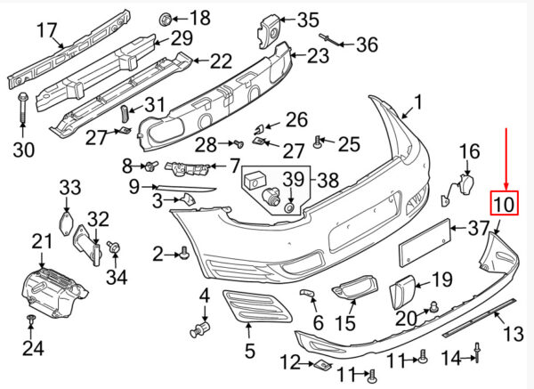 9975055110701C - Porsche 911 991 rear bumper trim bottom 9975055110701C NEW ORIGINAL