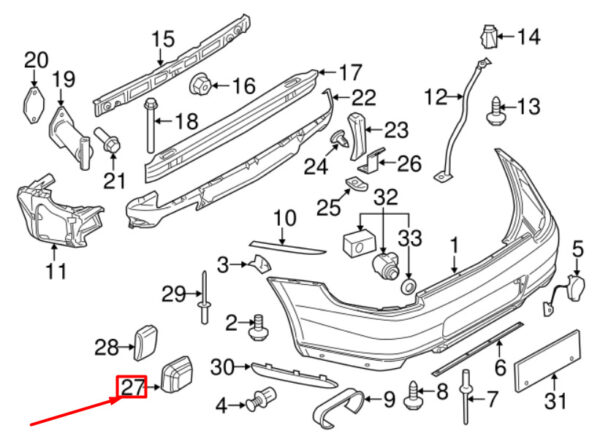 99750562602 - Porsche 911 997 bumper protection rear right 99750562602 NEW ORIGINAL