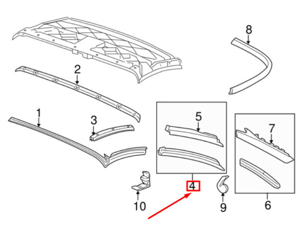 99756191301 - Porsche 911 convertible left top top gasket 99756191301 NEW ORIGINAL