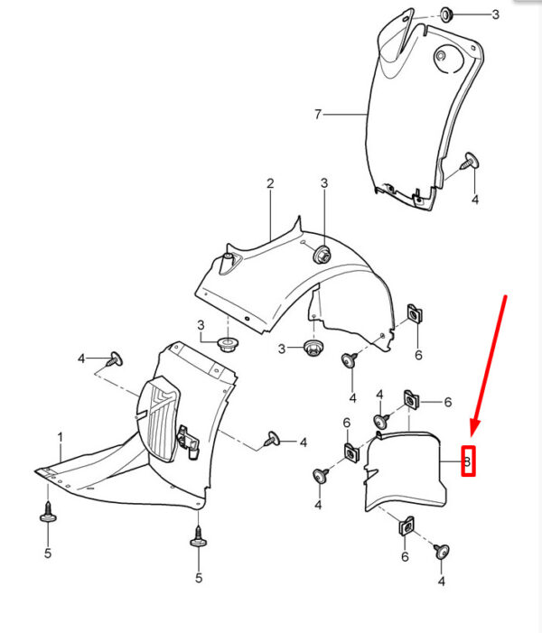 99757523291 - Porsche 911 997 front right air deflector 997523291 NEW ORIGINAL