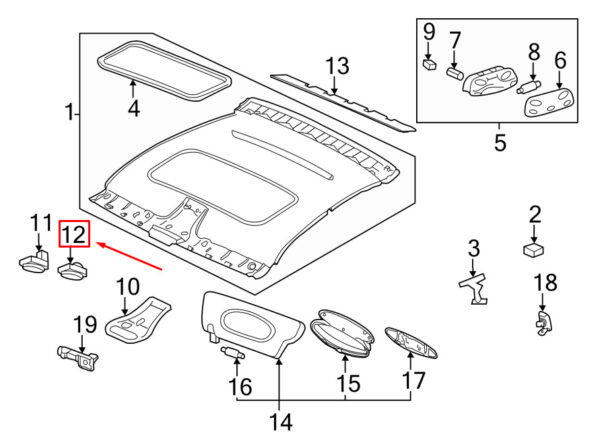 99761322502A05 - Porsche Boxster 987 Left Garage Door Control 99761322502A05 NEW ORIGINAL