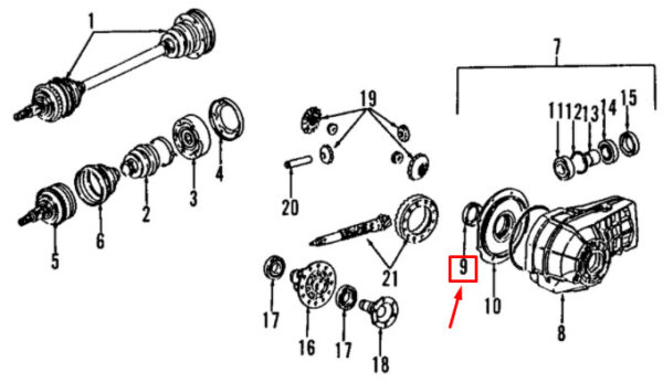 99911334740 - Porsche Boxster 986 Differential Output Shaft Gasket 9991133740 NEW GENUINE