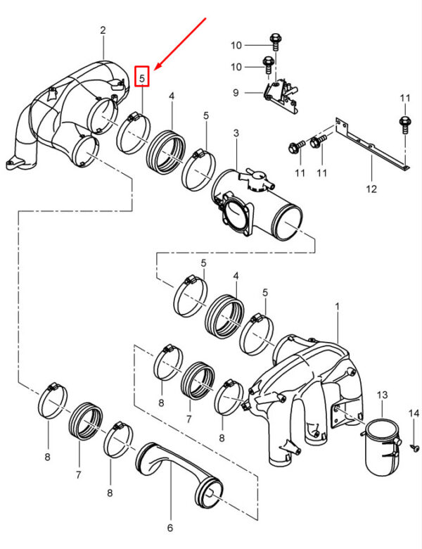 99951235002 - Porsche Boxster 986 Intake Distributor Hose Clamp 99951235002 NEW GENUINE