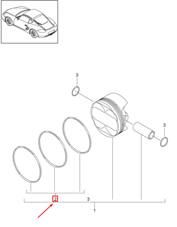 9A110306502 - Porsche 911 997 Engine Piston Ring Kit 9A110306502 NEW GENUINE