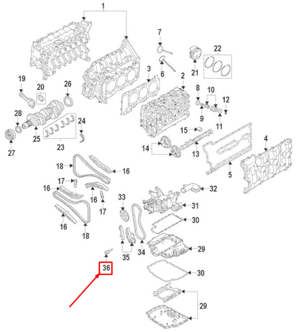 9A110506201 - Porsche Boxster 981 Timing Chain Guide Rail Bolt 9A700836500 GENUINE