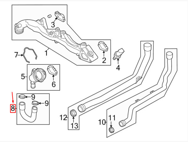 9A110666001 - PORSCHE 911 997 Engine Feed Coolant Hose 9A110666001 NEW