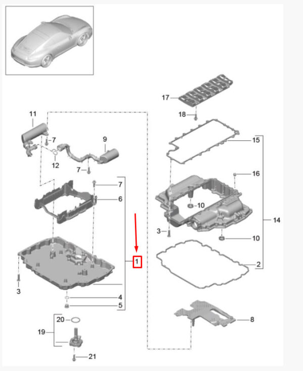 9A110703276 - New Porsche 911 991 Lower Engine Oil Pan 9A110703276 Original