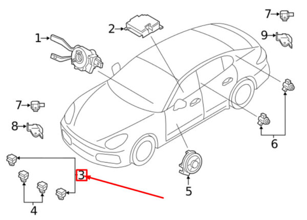 9A795965100 - Porsche Panamera 971 Impact Sensor 9A795965100 NEW ORIGINAL