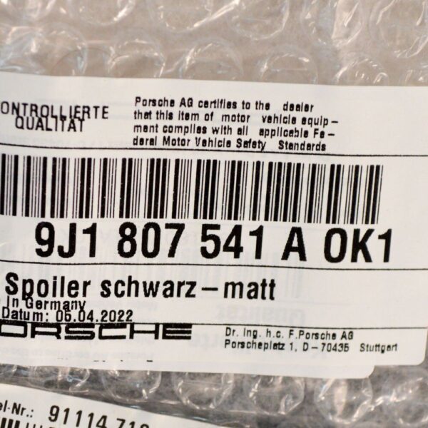 9J1807541AOK1 - Porsche Taycan Front Bumper Lower Spoiler Lip 9J1807541AOK1 NEW Original