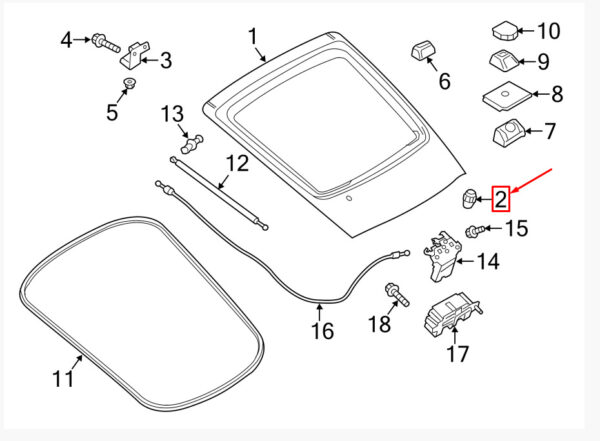 9P2827589 - Porsche 911 992, adjustable rear stop buffer, 9P2827589, original part