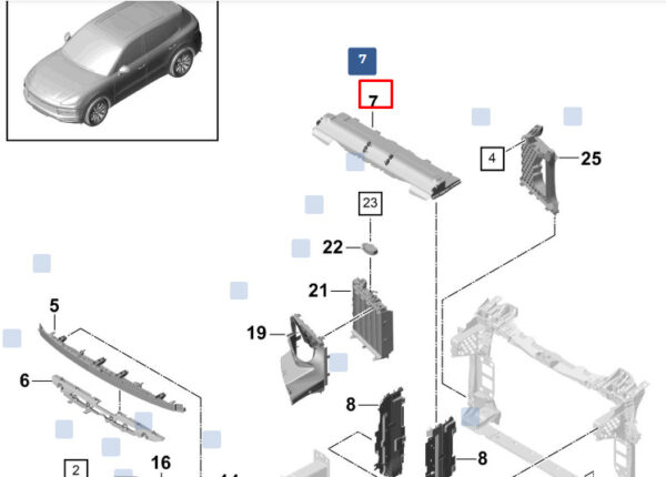 9Y0121673C - Porsche Cayenne 9y0 Top Center Rear Air Route 9Y0121673C NEW ORIGINAL