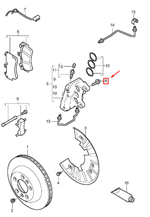 N90685403 - New Porsche Cayenne 9PA Front Brake Caliper Bolt N90685403 Genuine