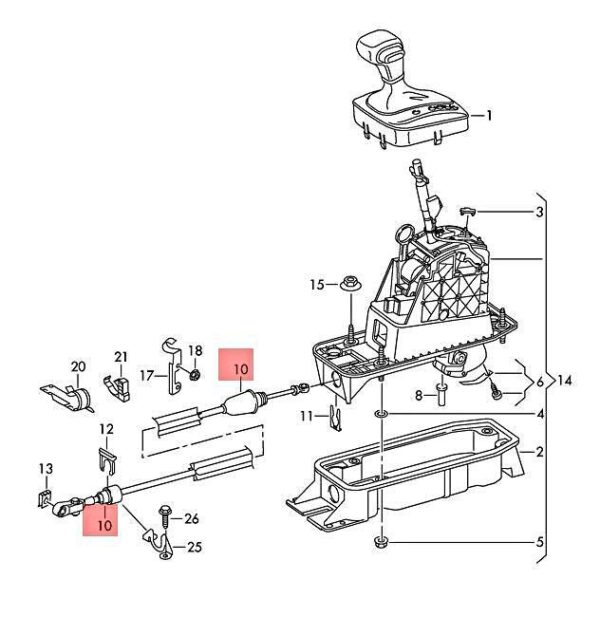 3C0713265A - OEM VW Passat 4Motion CC Coupe Cable For Shift Mechanism 3C0713265A