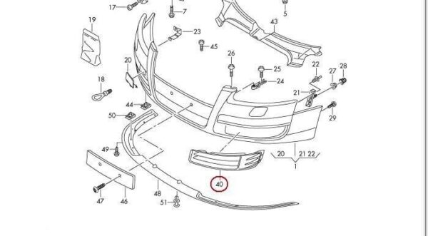 4F0807681KY9B - Audi RS6 C6 08-10 Lower Left Grille Front Bumper Black 4F0807681KY