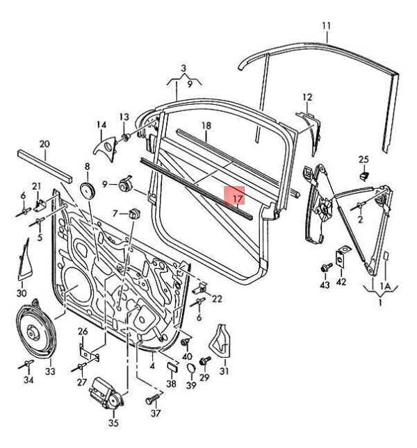 7L0837472B - OEM Window Aperture Seal Right Inner VW Passat Touareg B7 7L0837472B