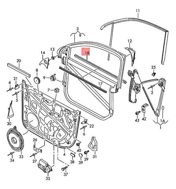 7L6837476GPRP - OEM Window Aperture Seal VW Touareg 7L6837476GPRP
