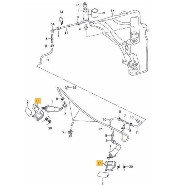 8T0955636 - Audi A5 S5 07-16 Headlight Washer Cover Right Mounting Clamp O/S Original 8