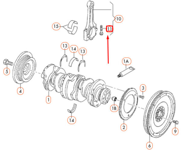 021105425B - NEW VW PASSAT B7 ENGINE CRANKSHAFT CONNECTING ROD BOLTS 021105425B ORIGINAL