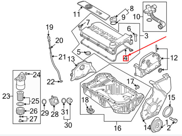 022103483E - NEW VOLKSWAGEN TOUAREG 7L ENGINE VALVE COVER GASKET 022103483E GENUINE