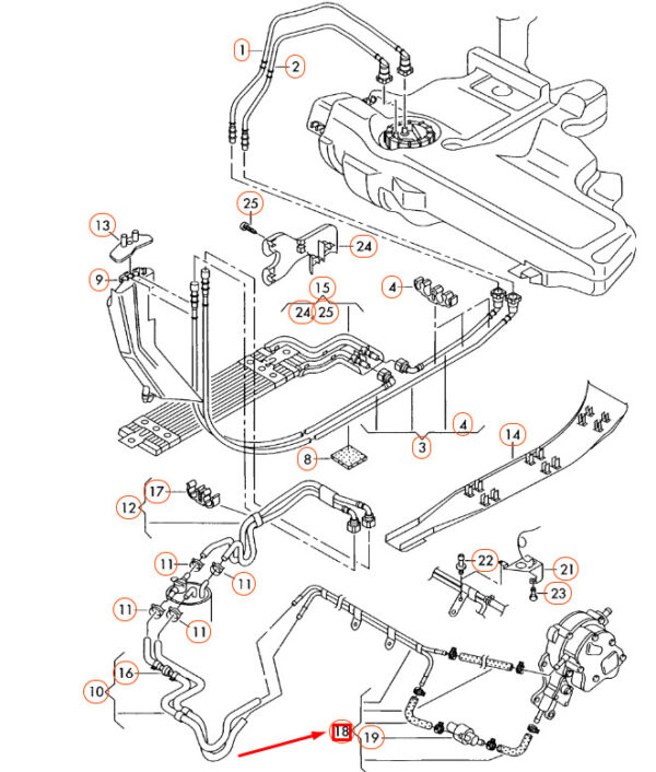 038130308M - VW BEETLE 9C Feed Return Fuel Line 038130308M NEW REAL